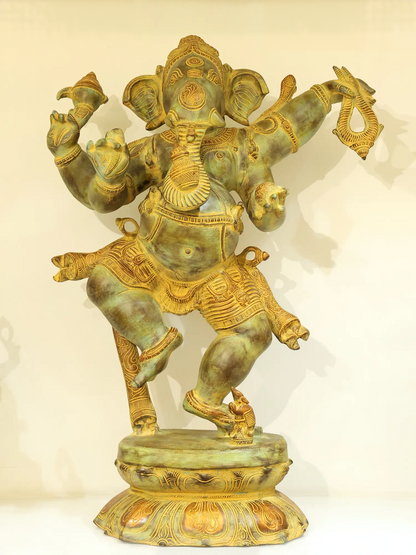 Brassaura™ Brass Ganesha Statue | Height 33 Inches & Weight 42 kgs