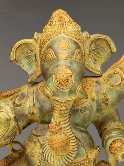 Brassaura™ Brass Ganesha Statue | Height 33 Inches & Weight 42 kgs