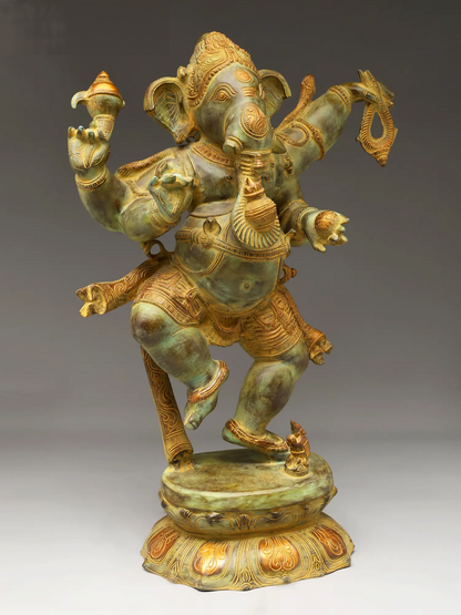 Brassaura™ Brass Ganesha Statue | Height 33 Inches & Weight 42 kgs