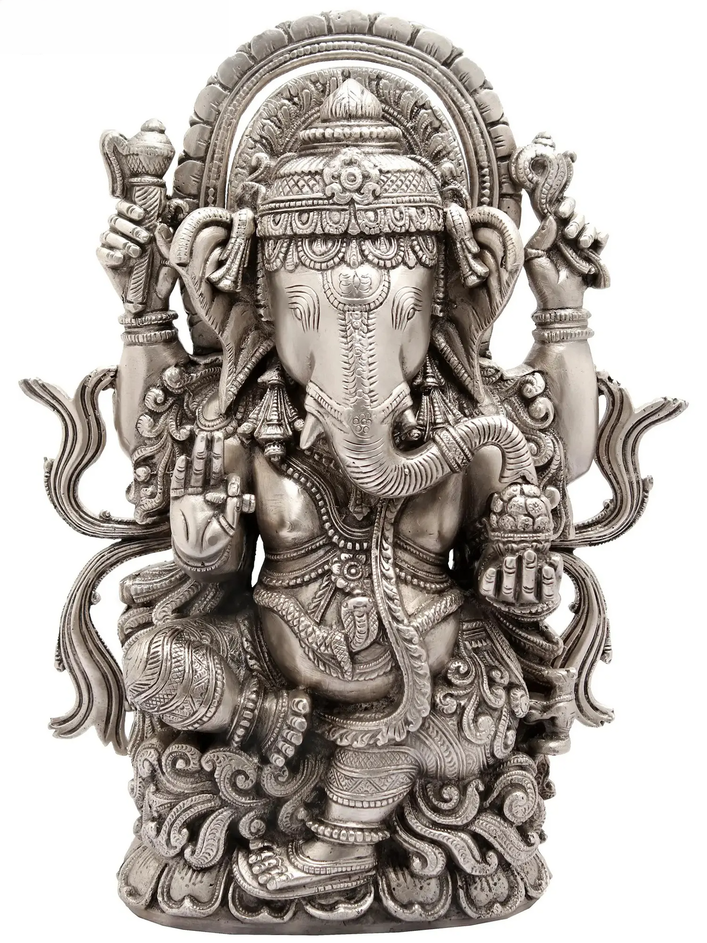 Brassaura™ Brass Ganesha Idol for Pooja Room & Spiritual Home Decor | 13 Inches | 7 kgs