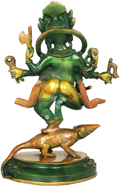Brassaura™ Dancing Lord Ganesha Brass Statue | Height 11.4 Inches & Weight 3.10 kgs