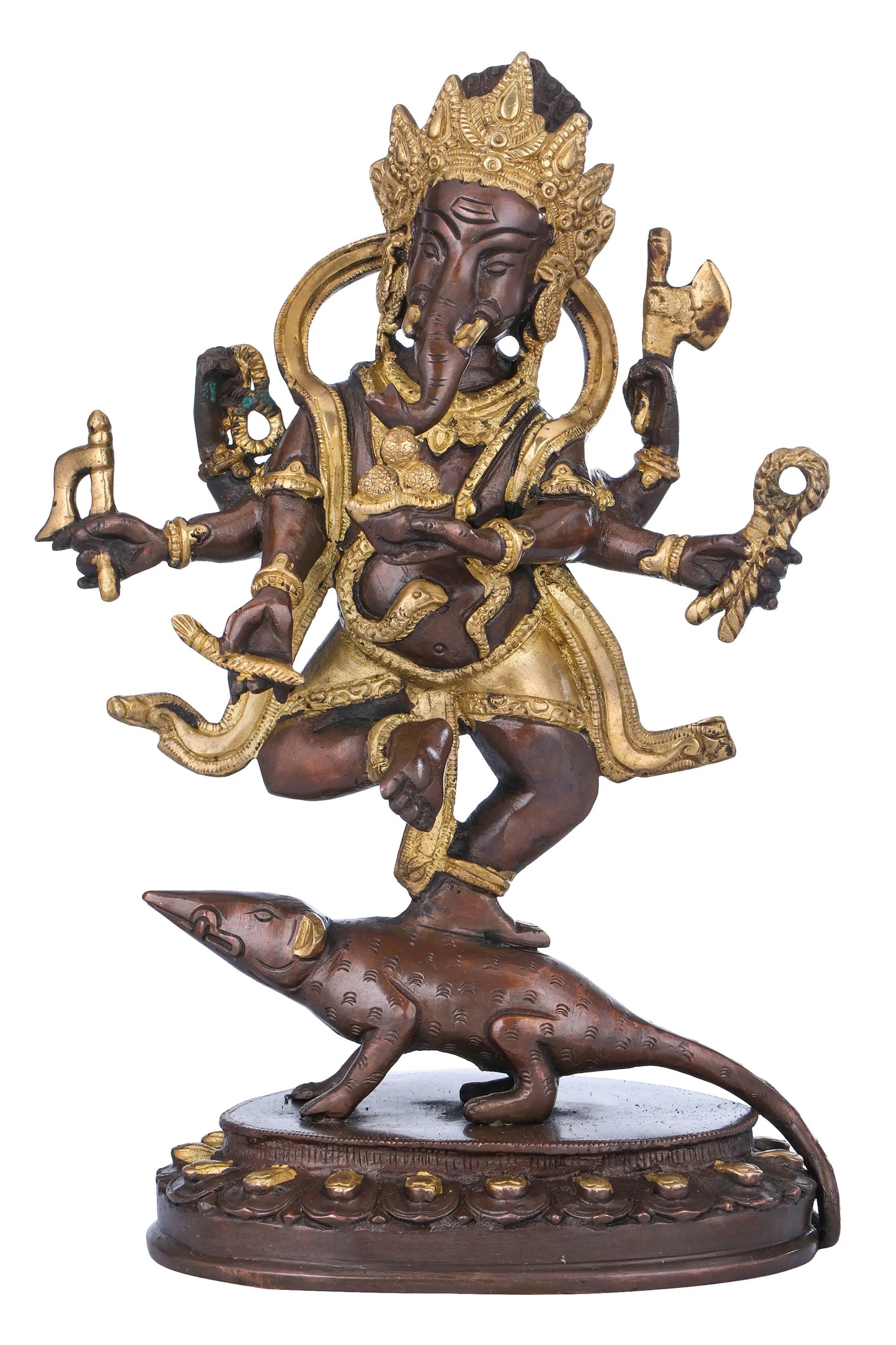 Brassaura™ Dancing Lord Ganesha Brass Statue | Height 11.4 Inches & Weight 3.10 kgs