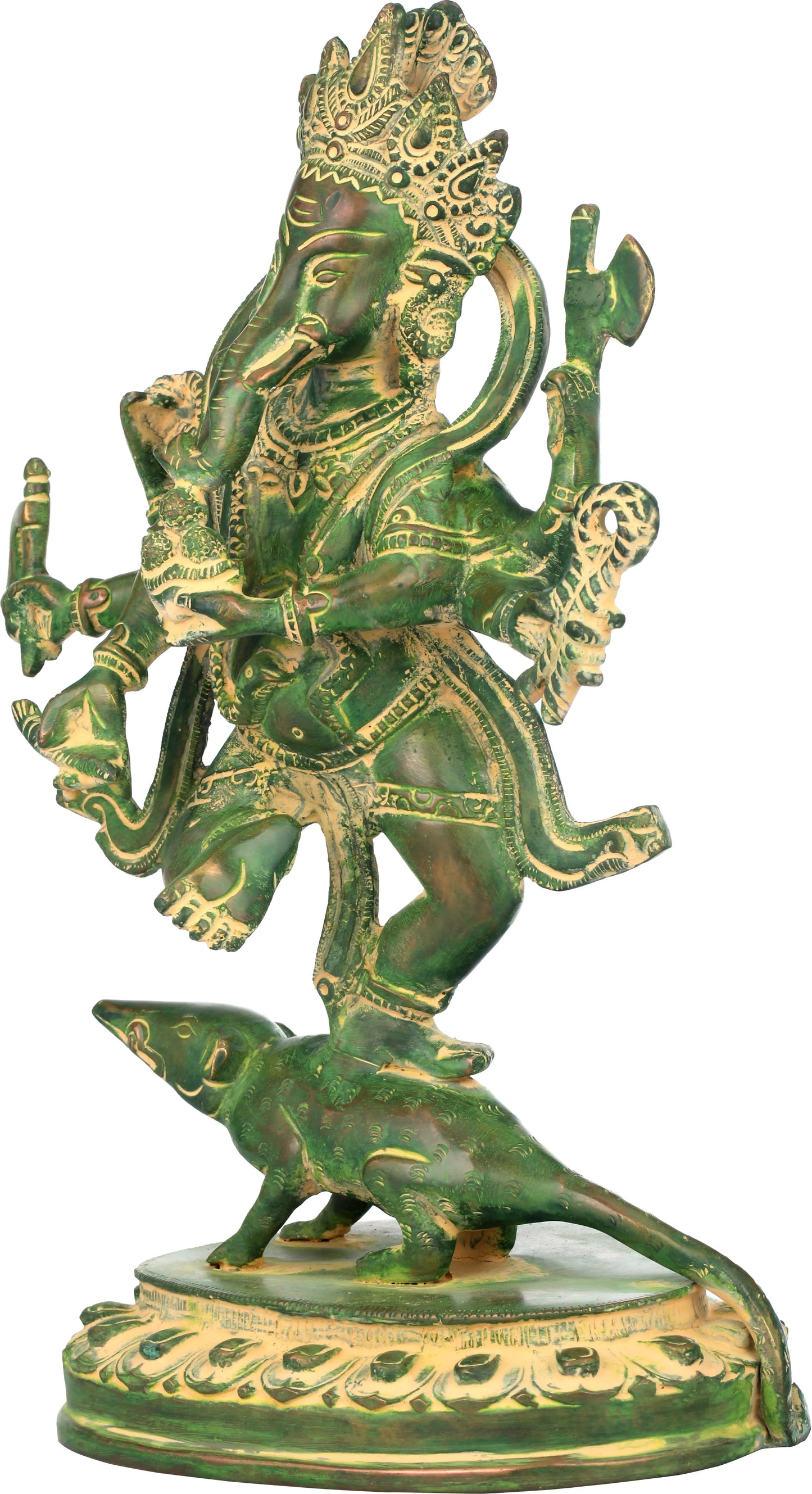 Brassaura™ Dancing Lord Ganesha Brass Statue | Height 11.4 Inches & Weight 3.10 kgs
