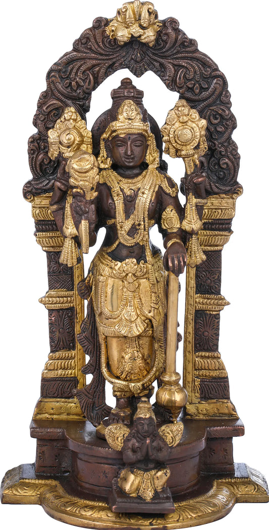 Brassaura® Lord Vishnu Brass Statue | Height 9.4 Inches & Weight 1.90 kgs