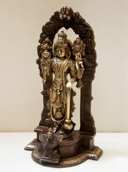 Brassaura® Lord Vishnu Brass Statue | Height 9.4 Inches & Weight 1.90 kgs