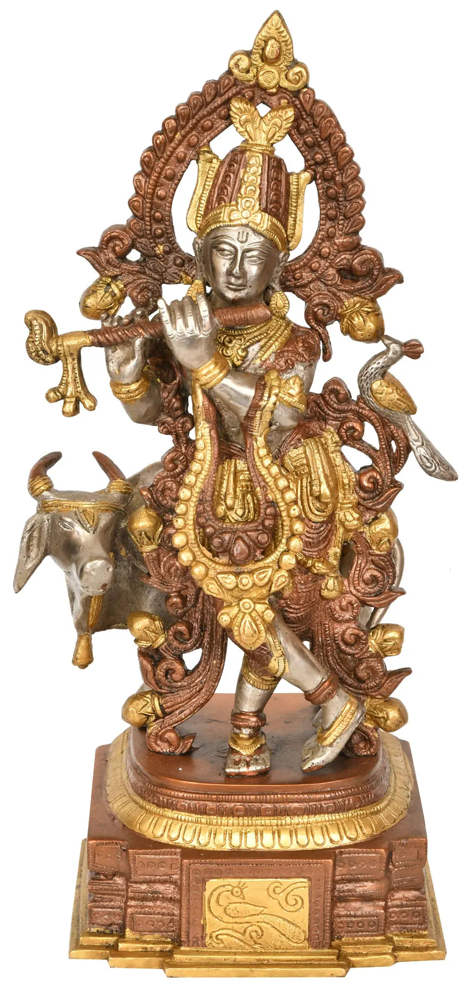 Brassaura® Brass Krishna Statue with Inlay Work | Height 13.98 Inches & Weight 4.20 kg