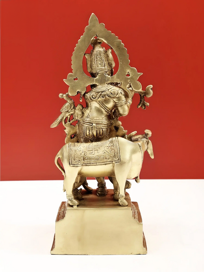 Brassaura® Brass Krishna Statue with Inlay Work | Height 13.98 Inches & Weight 4.20 kg