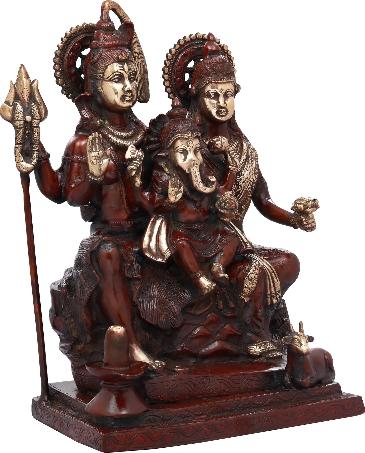 Brassaura® Shiv Parivar Brass Statue with Antique Finish | Height 17.52 Inches & Weight 17 kgs