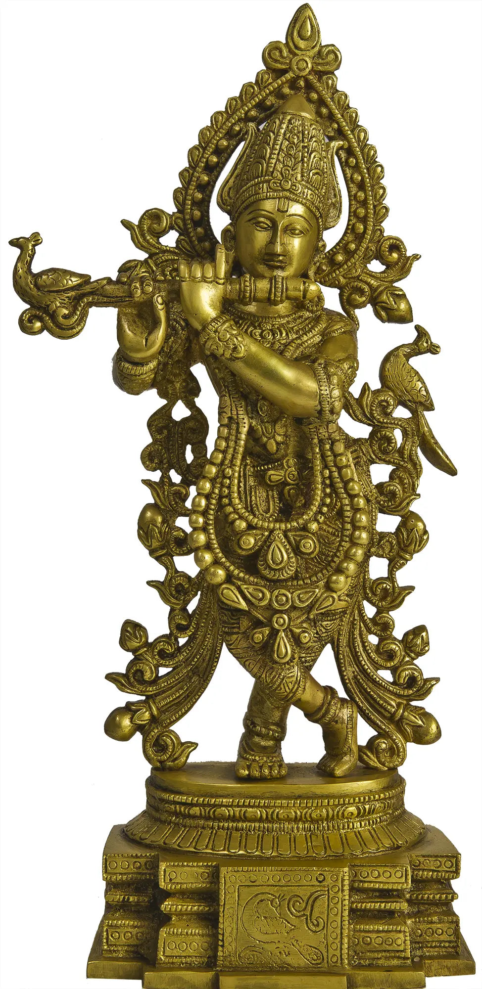 Brassaura® Brass Krishna Statue with Inlay Work | Height 15.55 Inches & Weight 4.40 kg