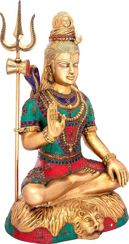 Brassaura® Brass Sitting Shiva Statue | Height 33.5 Inches & Weight 38.80 kg