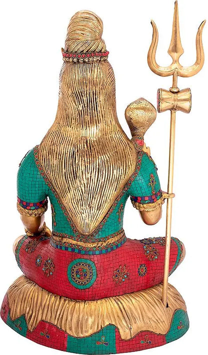 Brassaura® Brass Sitting Shiva Statue | Height 33.5 Inches & Weight 38.80 kg