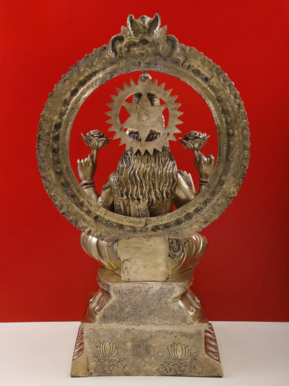 Brassaura® Brass Goddess Lakshmi Statue – Antique Finish | Height 135 cm & Weight 56.50 kg