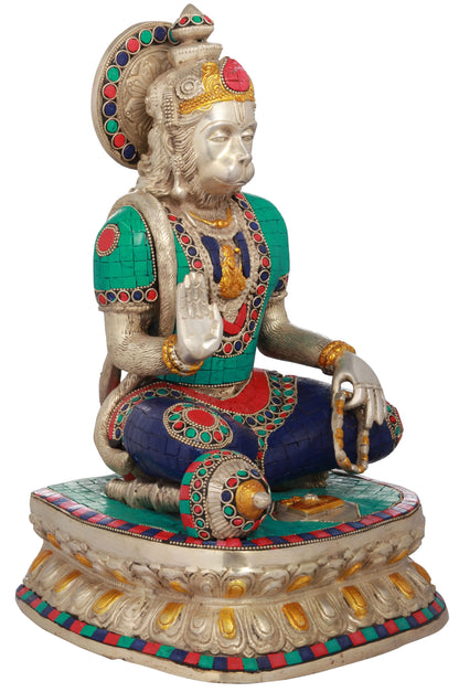 Brassaura® Panchamukhi Hanuman Brass with Inlay Statue | Height 14.17 Inches & Weight 8.80 kgs