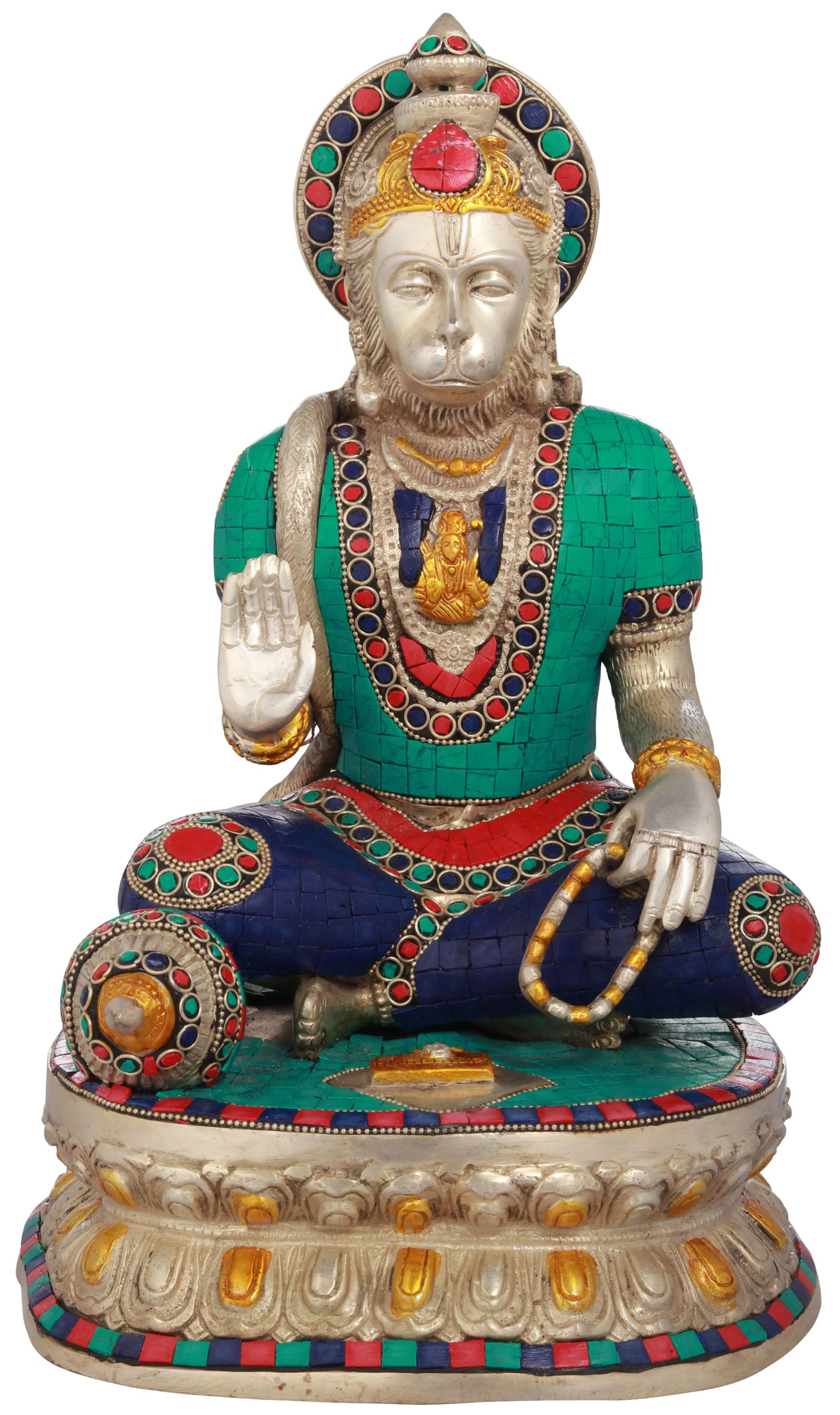 Brassaura® Panchamukhi Hanuman Brass with Inlay Statue | Height 14.17 Inches & Weight 8.80 kgs