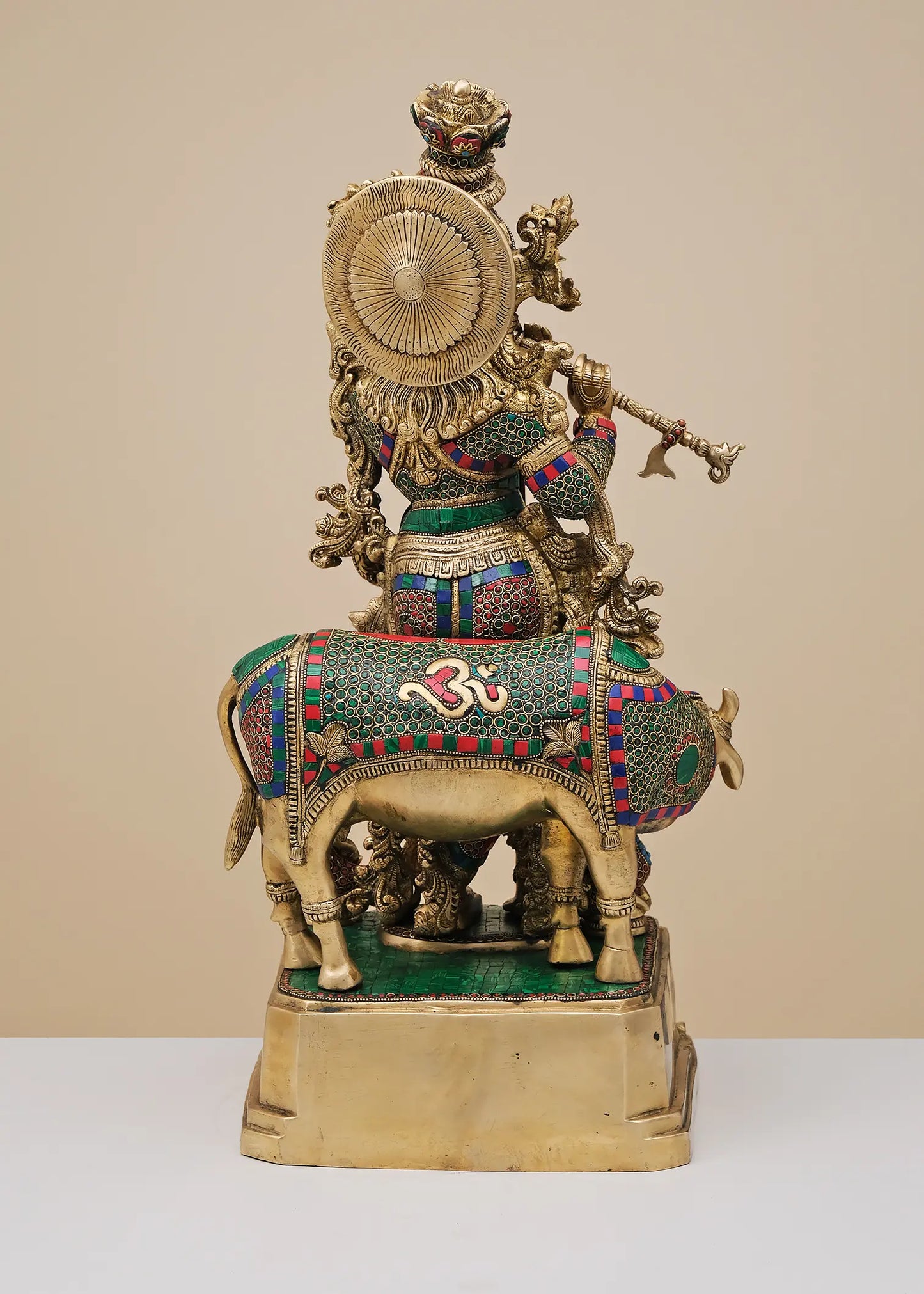 Brassaura® Brass Krishna Nandi Statue | Height 28 Inches & Weight 35.70 kg