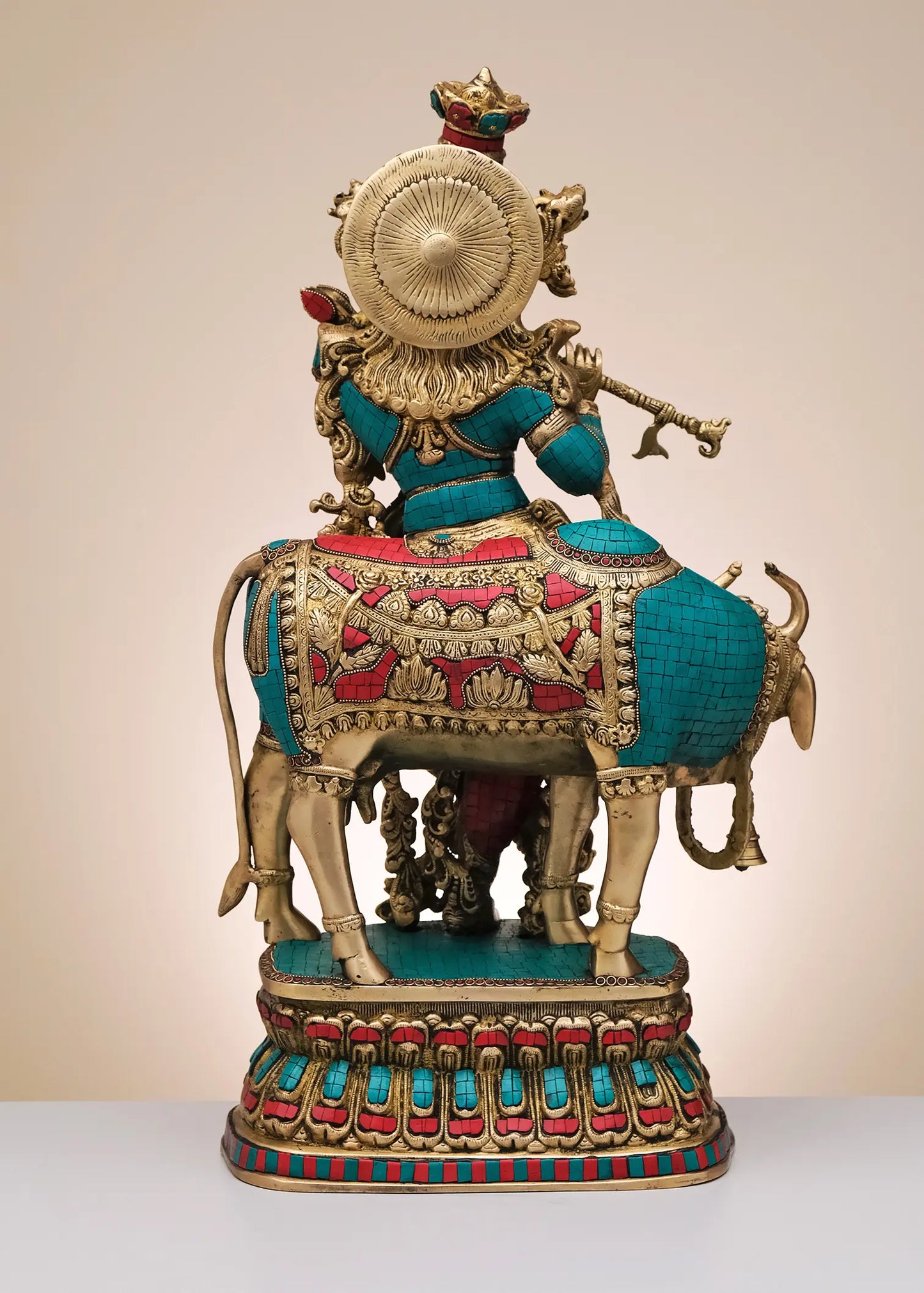 Brassaura® Brass Krishna Nandi Statue | Height 29 Inches & Weight 31.20 kg