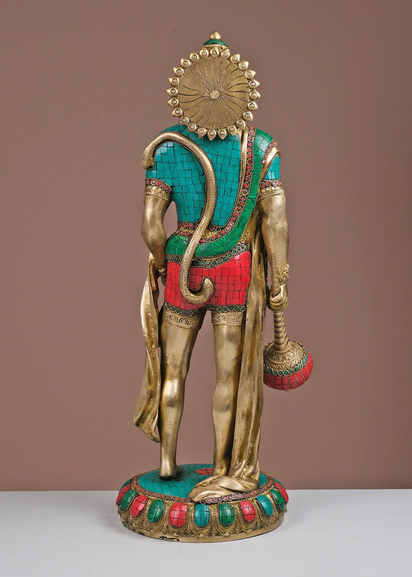 Brassaura® Standing Blessing Hanuman | Brass with Inlay Work | Height 23 Inches & Weight 12.75 kgs