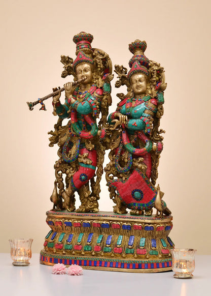 Brassaura® Brass Radha Krishna Statue | Height 30 Inches & Weight 37.74 kg