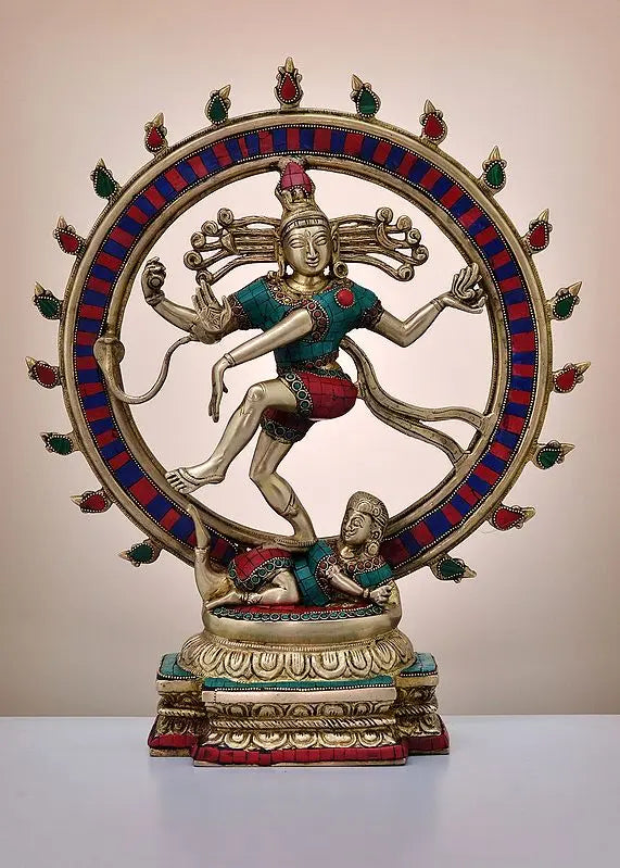 Brassaura® Brass Nataraj Statue with Inlay Work | Height 18 Inches & Weight 8 kg