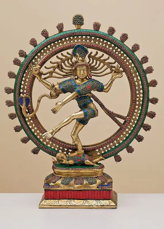 Brassaura® Brass Nataraj Statue with Inlay Work | Height 24 Inches & Weight 13.16 kg