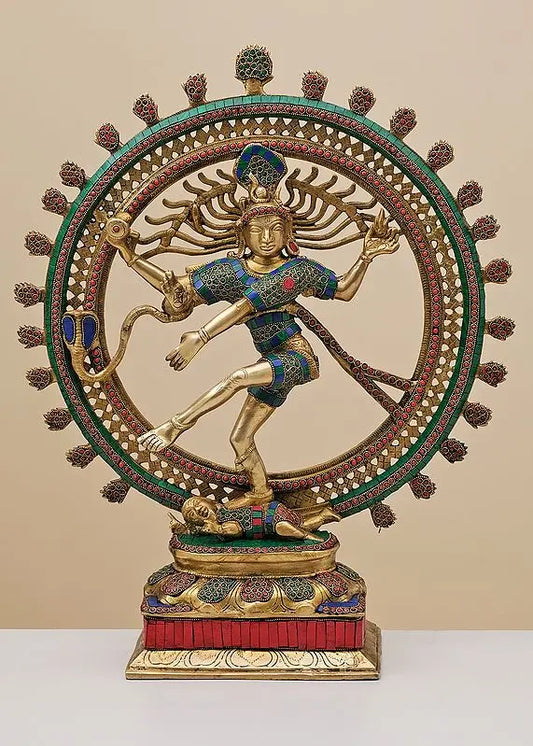 Brassaura® Brass Nataraj Statue with Inlay Work | Height 24 Inches & Weight 13.16 kg