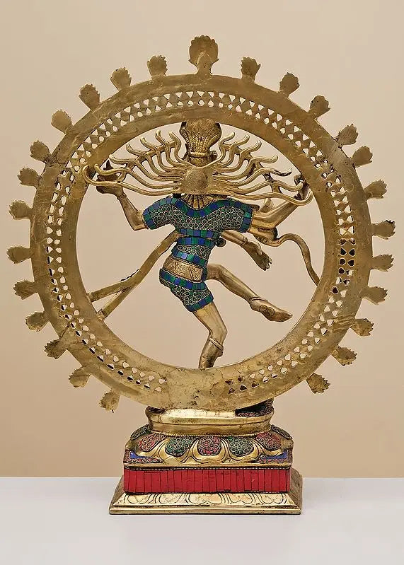 Brassaura® Brass Nataraj Statue with Inlay Work | Height 24 Inches & Weight 13.16 kg