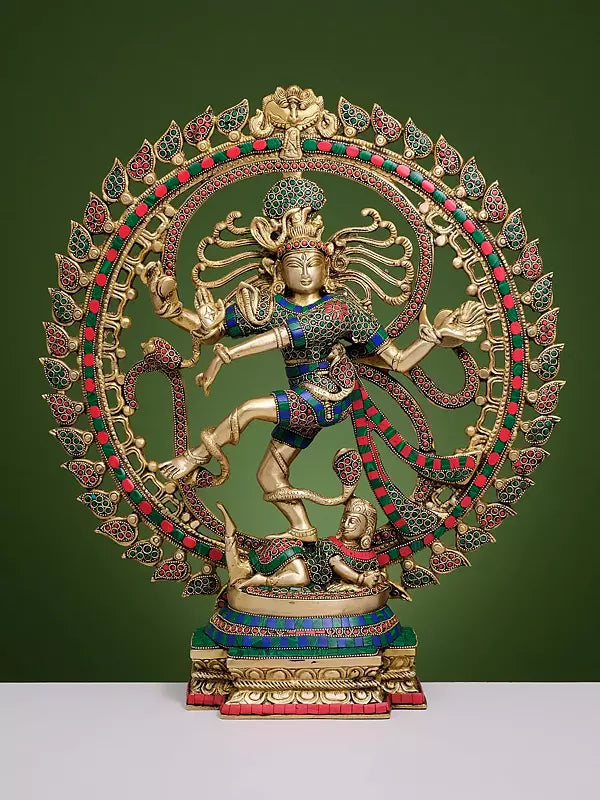 Brassaura™ Lord Nataraj with Inlay Work | Height 20 Inches & Weight 8.80 kgs