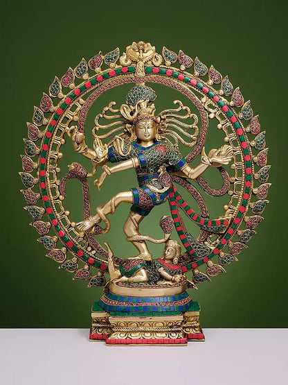 Brassaura™ Lord Nataraj with Inlay Work | Height 20 Inches & Weight 8.80 kgs