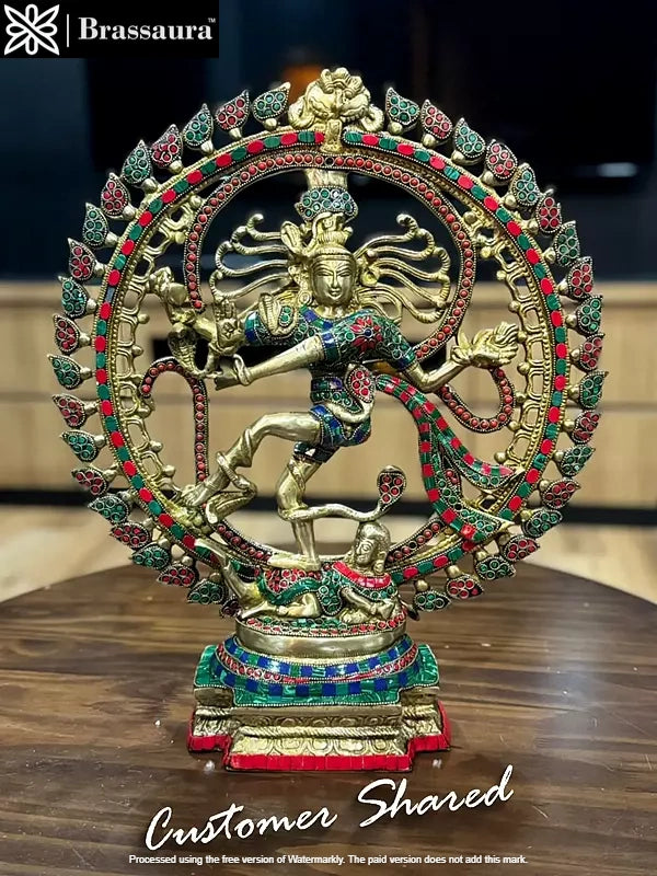 Brassaura™ Lord Nataraj with Inlay Work | Height 20 Inches & Weight 8.80 kgs