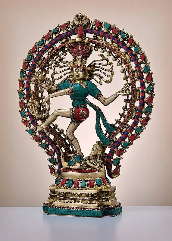Brassaura® Brass Nataraj Statue with Inlay Work | Height 20.1 Inches & Weight 9 kg
