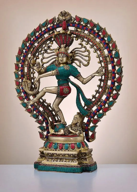 Brassaura® Brass Nataraj Statue with Inlay Work | Height 20.1 Inches & Weight 9 kg