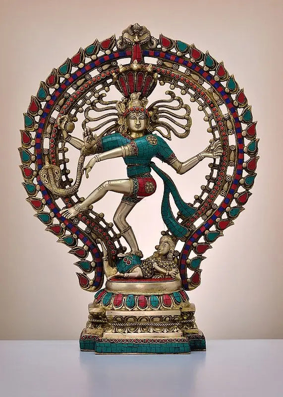 Brassaura® Brass Nataraj Statue with Inlay Work | Height 20.1 Inches & Weight 9 kg