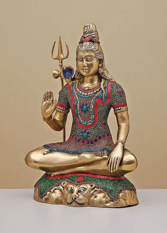 ब्रैसौरा® पीतल शिव प्रतिमा | ऊंचाई 21.1 इंच और वजन 16.63 किलोग्राम