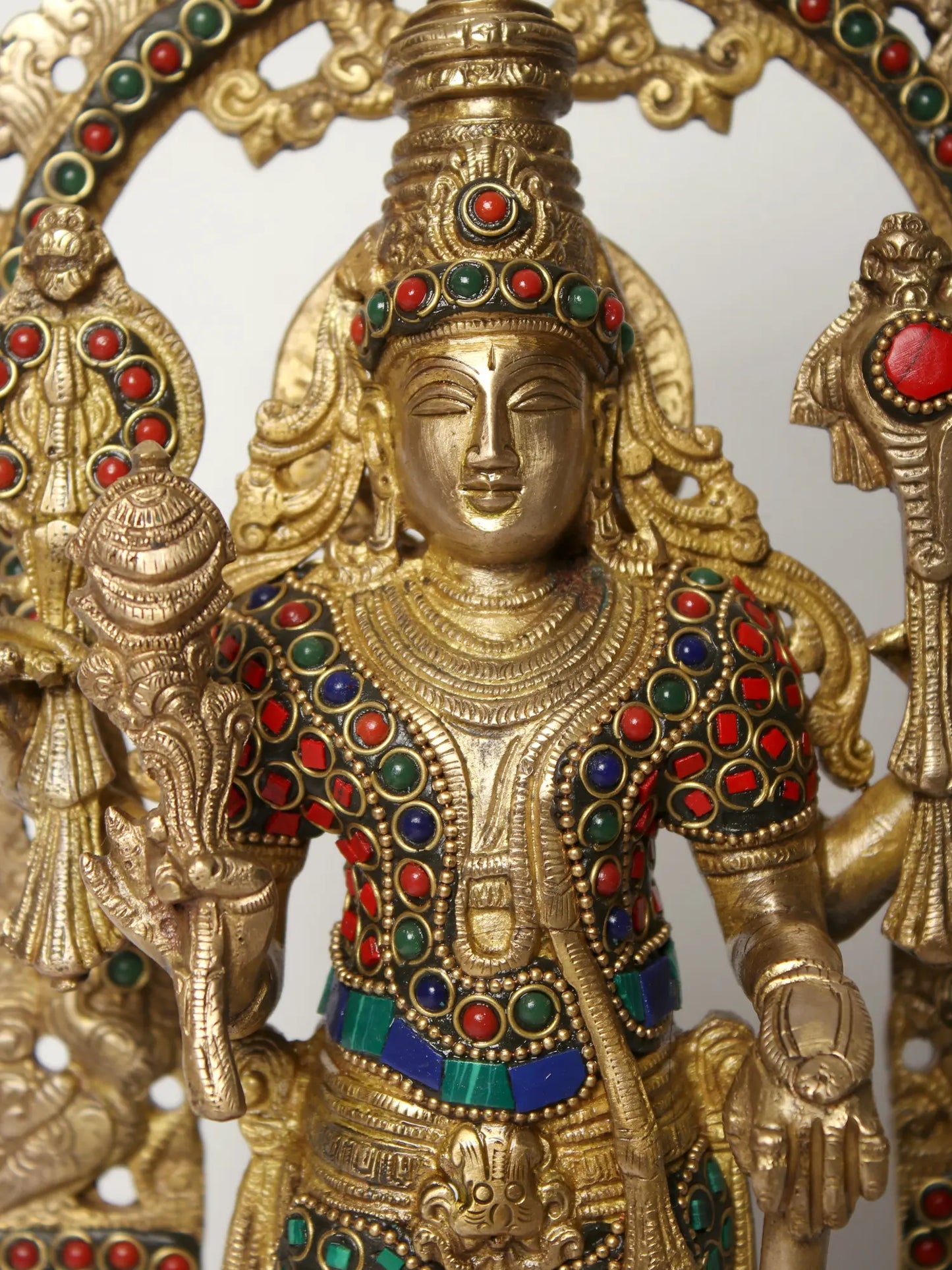 Brassaura® Lord Vishnu Brass Statue with Inlay Work | Height 16 Inches & Weight 5.90 kgs