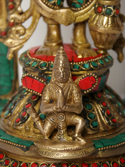 Brassaura® Lord Vishnu Brass Statue with Inlay Work | Height 16 Inches & Weight 5.90 kgs