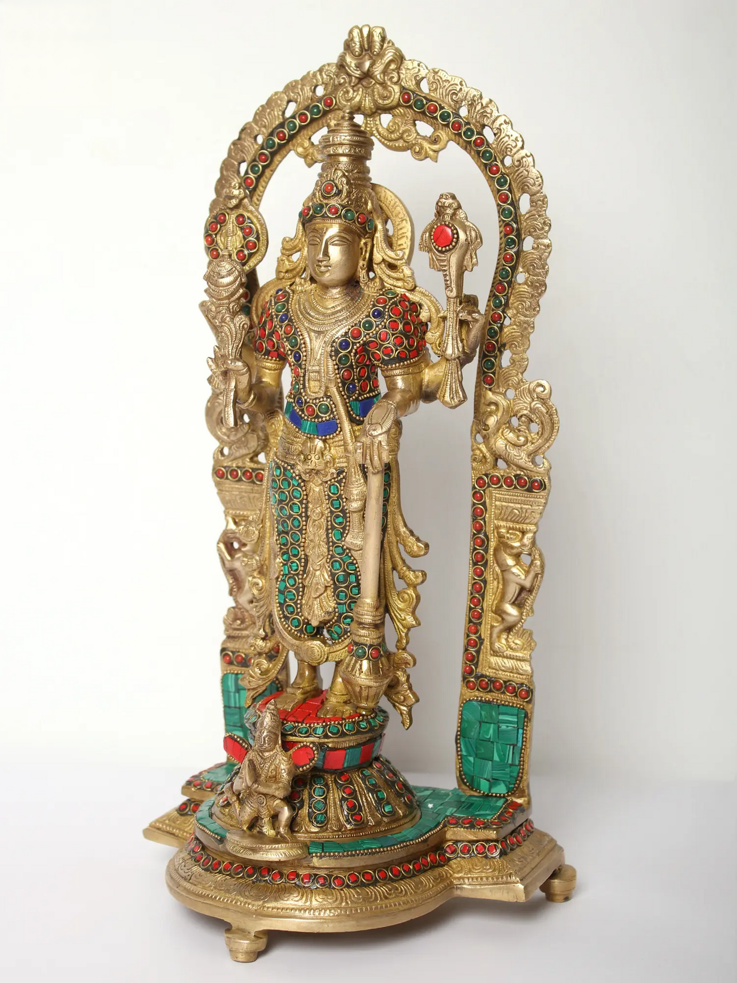 Brassaura® Lord Vishnu Brass Statue with Inlay Work | Height 16 Inches & Weight 5.90 kgs