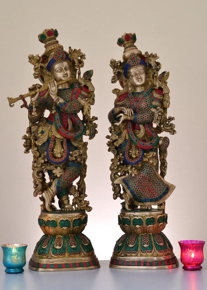 Brassaura® Brass Radha Krishna Statue | Height 29 Inches & Weight 31.93 kg