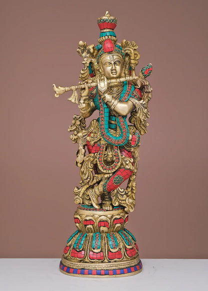 Brassaura® Brass Krishna Statue | Height 20 Inches & Weight 8.72 kg