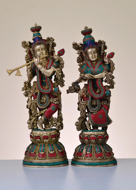 Brassaura® Brass Radha Krishna Statue | Height 20 Inches & Weight 16.42 kg