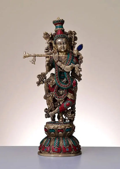 Brassaura® Brass Krishna Statue | Height 18 Inches & Weight 5.57 kg