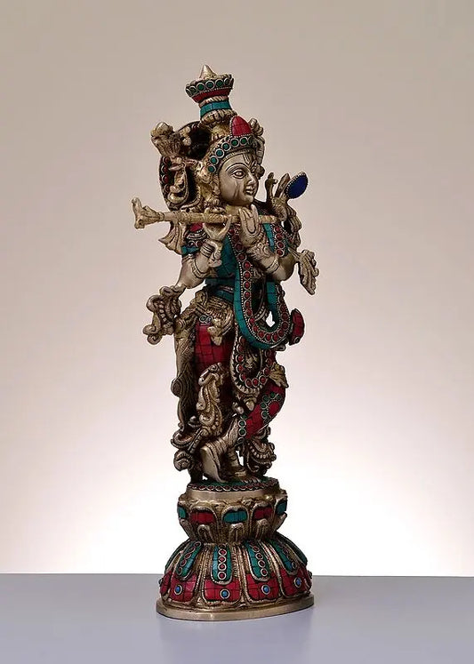 Brassaura® Brass Krishna Statue | Height 18 Inches & Weight 5.57 kg