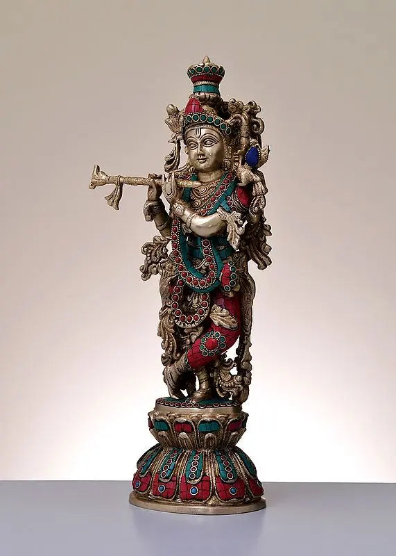 Brassaura® Brass Krishna Statue | Height 18 Inches & Weight 5.57 kg