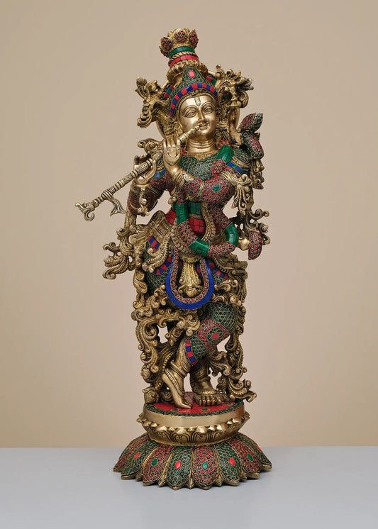 Brassaura® Brass Krishna Statue | Height 26 Inches & Weight 18.27 kg