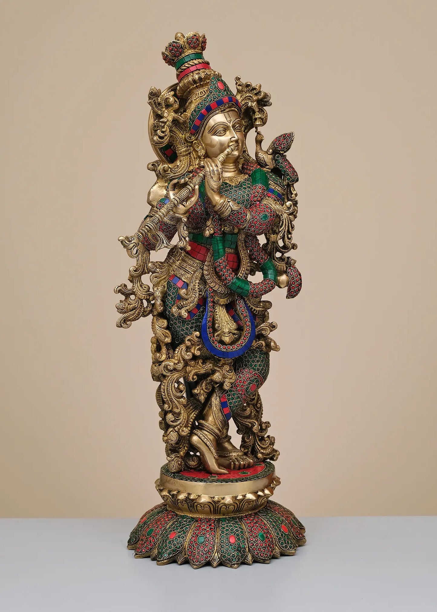 Brassaura® Brass Krishna Statue | Height 26 Inches & Weight 18.27 kg