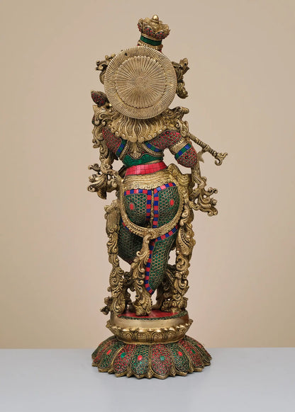 Brassaura® Brass Krishna Statue | Height 26 Inches & Weight 18.27 kg