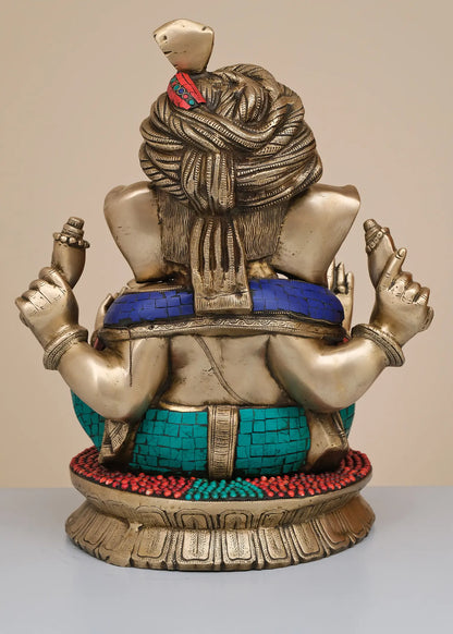 Brassaura™ Brass Pagdi Ganesha Statue | Height 20 Inches & Weight 27.980 kgs