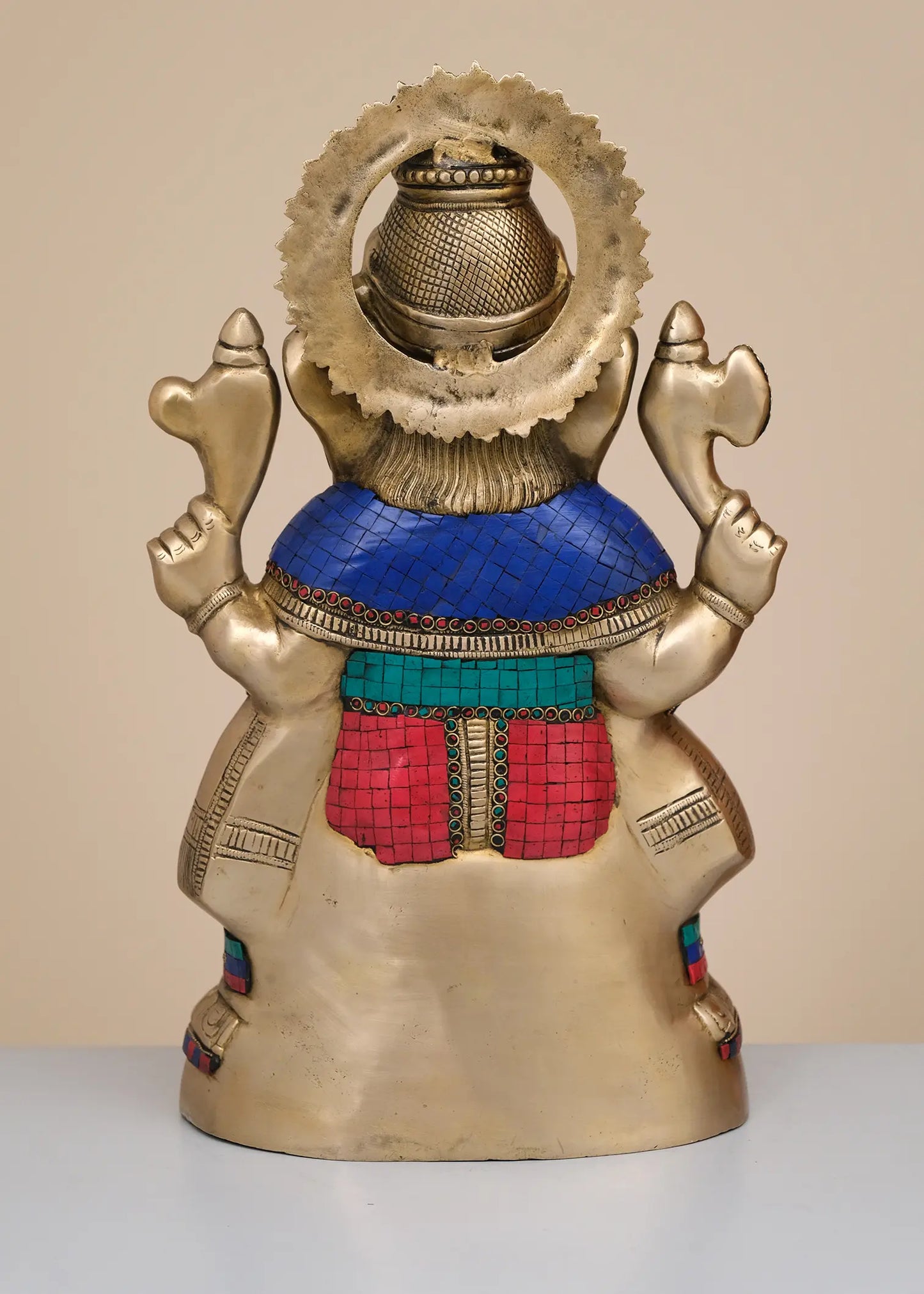 Brassaura® Seated Ganesha with Meenakari Inlay Work | Height 20.08 Inches & Weight 13.82 kgs