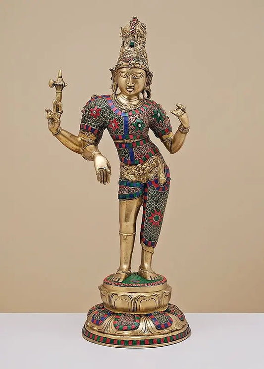 Brassaura® Brass Ardhanarishwara Statue | Height 26.6 Inches & Weight 13.58 kg