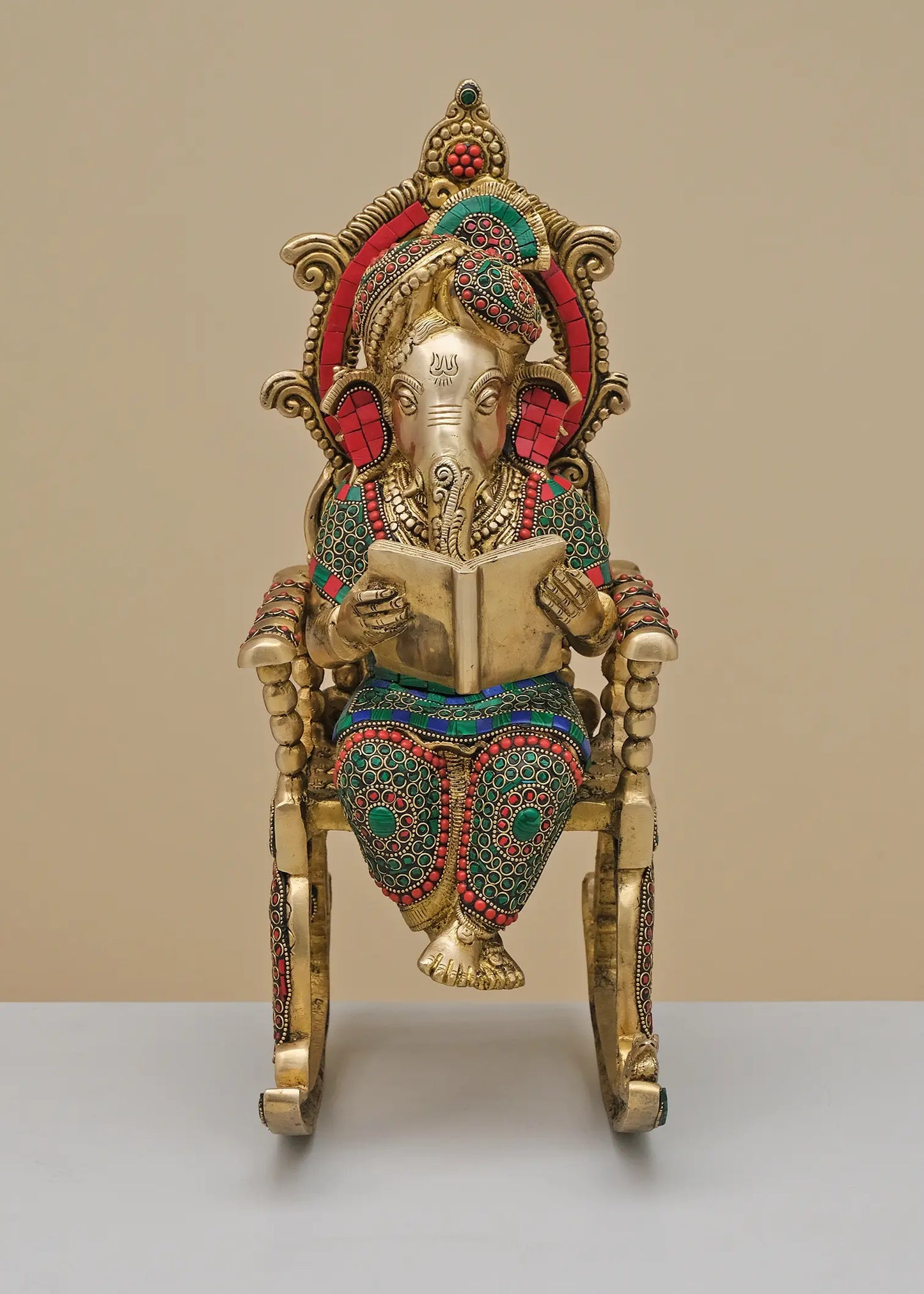 Brassaura® Scholar Ganesha Reading Scripture | Height 16.93 Inches & Weight 10.46 kgs