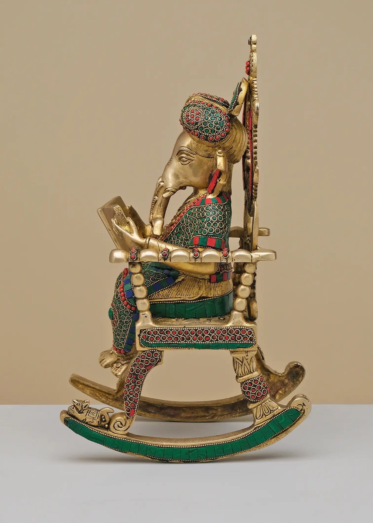 Brassaura® Scholar Ganesha Reading Scripture | Height 16.93 Inches & Weight 10.46 kgs